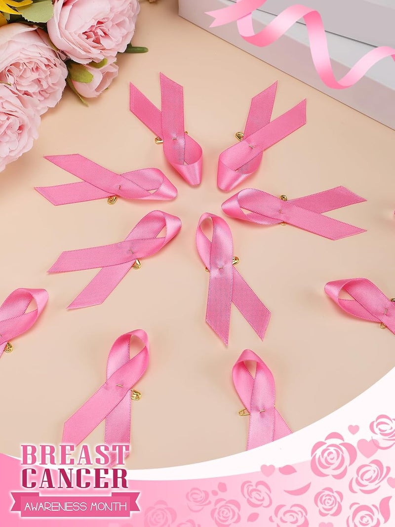 Alphatool 100 Pcs Breast Cancer Awareness Pink Ribbon Pins - Breast Cancer Gifts for Woman Breast Cancer Awareness Accessories for Public Event Charity Survivor Campaign Party Favors - Image 4